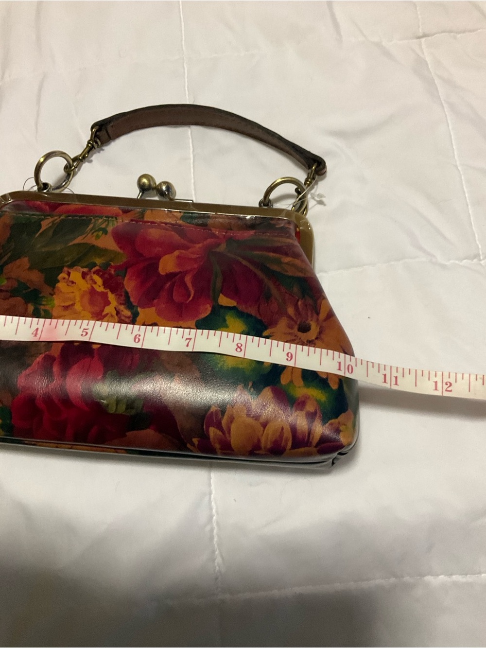 Patricia Nash Brown Multi Floral Kiss-Lock Crossbody Clutch - Picture 7 of 9